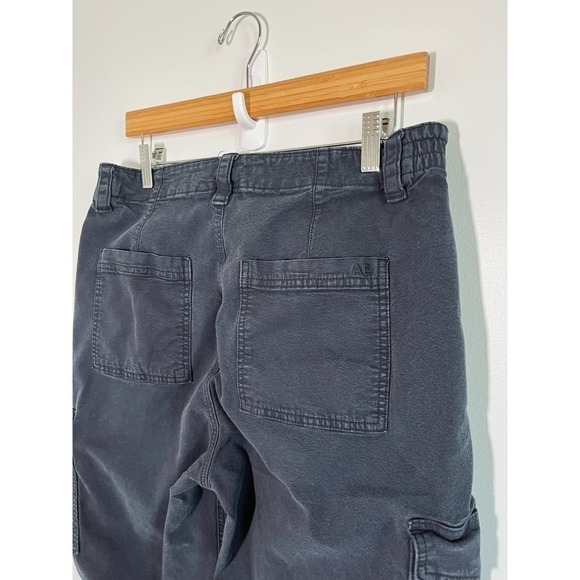 American Eagle Jeans Womens 12 Black Cargo Y2K Street Stretch Elastic Waist - Picture 5 of 12
